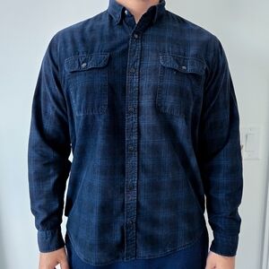 NEXT 1982 Durable Goods - Men's Navy Blue Plaid Shirt - Corduroy